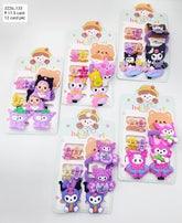 Pack of 12 Pcs Adorable Kuromi Hair Clips Set - Cute Baby Bow Hairpins for Girls, Kids, and Sanrio Fans